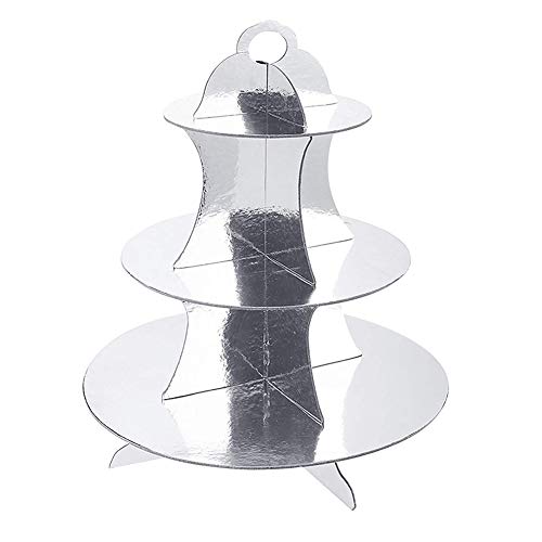 Agyvvt Set of 12 Pcs Cupcake Stands Silver Paper Cardboard Disposable Cake Candy Fruits Dessert Plate Rectangular Round Serving Tray for Wedding Home Birthday Party
