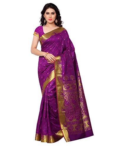 Janasya Women's Purple Kanchipuram Art Silk Saree