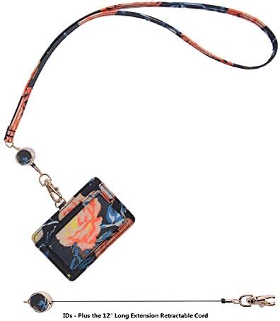 wonderful flower Id Case and Lanyard (G01H Dark Navy Retractable)