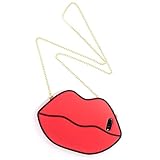 iPhone 8 Plus Case Red Lips with Crossbody Metal Chain Miniko(TM) Cute 3D Sexy Red Lips Silicone Cartoon Funny Gel Lovely Stylish Design Phone Case for iPhone 8 Plus Teen Girls Women