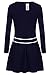 Meaneor Women's Casual Long Sleeve Bow Belted Pleated Fit and Fare A-line Dress