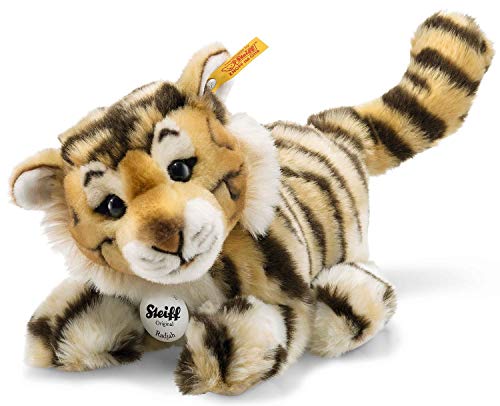 Steiff Radjah Baby Tiger-28 cm-Schlenkertier für Kinder-Plüschtiger-weich & waschbar-getigert (066269), Gelbbraunes Fell…