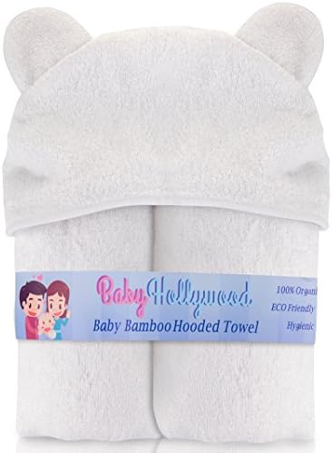 Ultrasoft Hooded Bamboo Baby Bath Towel | 100% Organic Bamboo | Baby Bath Towel with Hood and Wraps for Newborn, Infant, Boy, Girl, Toddler | Free Bamboo Washcloth Bonus! | Large Size | White Color