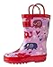 OAKI Kids Rubber Rain Boots Easy-on Handles, Pink Elephants, 5T US Toddler