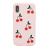 iPhone XS, iPhone X, Sonix Cherry Patent Leather Cell Phone Case (Pink, red) [Military Drop Test Certified] Sonix Women's Patent Leather Case for Apple (5.8