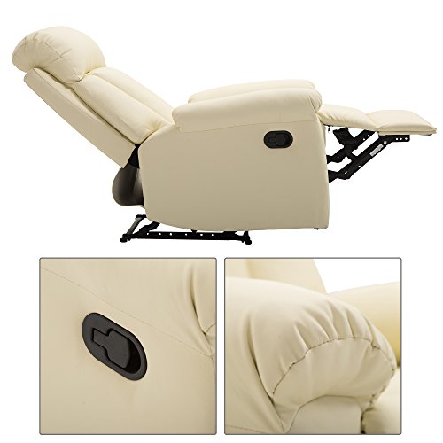 HOMCOM-Poltrona-Relax-Reclinabile-Imbottita-Ergonomica-con-Poggiapiedi-Ecopelle-80--97--107cm-Crema