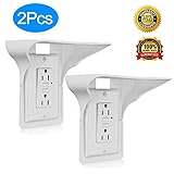 Andyrex Wall Outlet Shelf Power Perch - Storage Theory Space Saving Solution - Easy Install, Holds Up to 10 lbs (White), 2 Pack