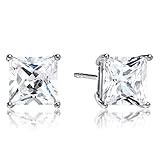 Princess Cut Square Cz Basket Set 925 Sterling Silver Unisex Stud Earrings