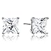Princess Cut Square Cz Basket Set 925 Sterling Silver Unisex Stud Earrings