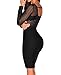 Shawhuwa Womens Sexy Sheer Striped Long Sleeve Bodysuit Tops Clubwear Black M