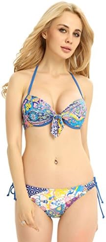 CozyBlue - Brazilian Bikini Women Set Halter Top Bottom Tie Side Triangle S/Bohemian Print