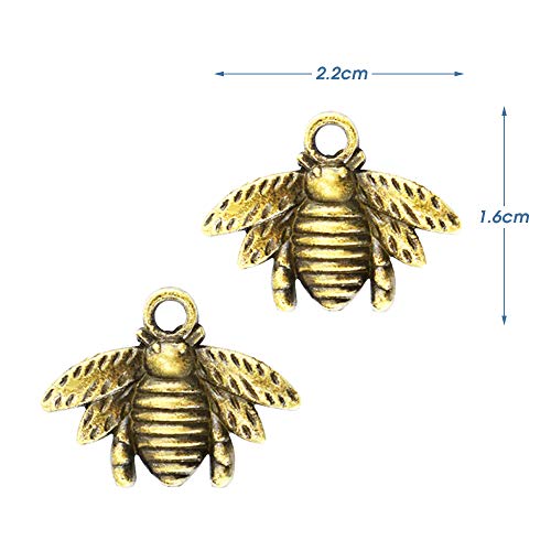 Faxco 100 PCS Metal Bee Charm Pendants, Alloy Insect Metal Pendants, Honey Bee Charms Collection for Jewelry Making, DIY Decorations - Thumbnail 3