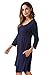 JollieLovin Women's Casual Swing 3/4 Sleeve Pockets T-Shirt Loose Dress (Navy Blue, 2X)