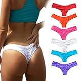CROSS1946 Sexy Women's Bikini Thong Bottom Brazilian V Cheeky Ruched Semi Swimsuit