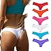 CROSS1946 Sexy Women's Bikini Thong Bottom Brazilian V Cheeky Ruched Semi Swimsuit Black Medium