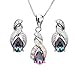 Hermosa Jewelry Sets Australian Opal Blue Sapphire Necklace Earrings