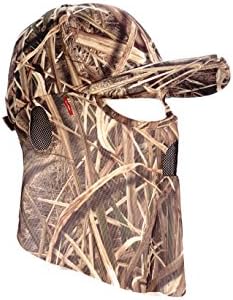 QuikCamo Mossy Oak Shadow Grass Blades Camouflage Cap, Hat, with Hunting Face Mask Combination (Duck's Unlimited Official Waterfowl Pattern)