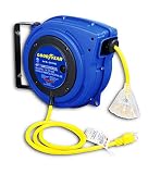 Goodyear Extension Cord Reel, 40 ft, 14AWG/3C SJTOW, Triple Tap with LED Lighted Connector, Heavy Duty