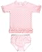 RuffleButts® Girls Rash Guard 2-Piece Swimsuit Set - Pink Polka Dot Bikini with UPF 50+ Sun Protection - 3T