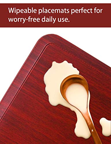 Alpiriral Dining PlaceMats Heat Resistant PlaceMats Easy to Wipe Off Scrub Vinyl Place Mats Washable Table Mats Protect A Table from Messes & with A Nice Looking (Red, Set of 6) - Thumbnail 4