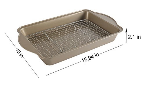 Baking Sheet and Rack Set - Carbon Steel Cooking Pan - Stainless Steel Oven Safe Cooling Rack - Thumbnail 4