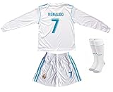 GamesDur 2018/2019 Cristiano Ronaldo #7 Home Long Sleeve Soccer Kids Jersey & Short Set Youth Sizes