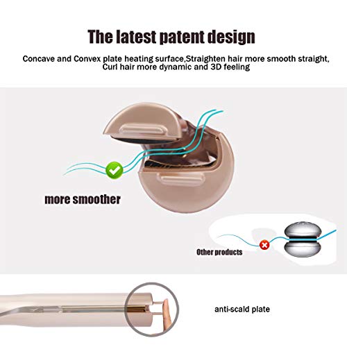 Professional Hair Straightener and Curler 2 in 1 Ceramic Titanium-Plated Flat Iron Salon Tool