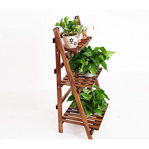 Plant Stand 3 Tier Wooden Ladder Bookshelf Bookcase Standing Shelving Unit Leaning Wall Shelves Storage Shelves Display Rack Kitchen Herb Garden Flower Pot Flower Display Stand