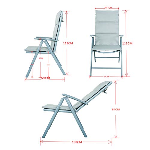 Chicreat Campingklappstühle mit Polsterung, Silber/Grau (2er-Pack) – Bild 4