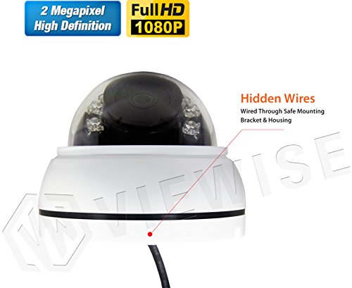 VIEWISE 1080P 2Megapixel 1/2.7" CMOS Sensor Indoor Security Camera 3.6mm Lens with IR Cut, Indoor Dome Camera - 24PCS Infrared LEDs, Night Vision, 65ft IR Distance, Polycarbonate Housing