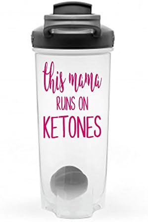 This Mama Runs on Ketones in Pink Glossy Vinyl on a 28oz Contigo Shake &amp; Go