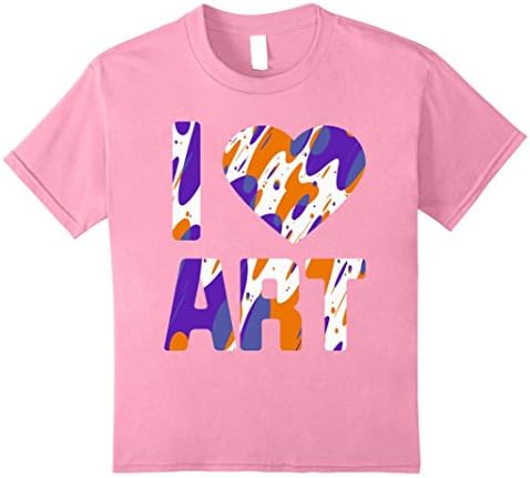 Kids I love art art shirt artist tshirt i heart art 12 Pink