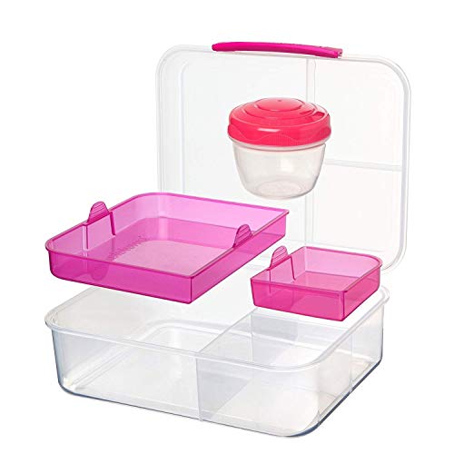 Sistema Bento Lunch Box to Go with Fruit/Yogurt Pot, 1.65 L Clear
