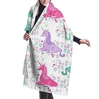 QZJDYH Sweet Unicorn Pink Pastel Girls Cashmere Shawl and Scarf