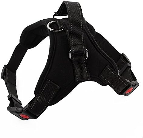 FirstWell Dog Harness for Large, Medium &amp; Small Breed - Leash Included; Reflective, Adjustable Harness With Handle. Excellent for Training, Walking, Hiking, Large Size, Black
