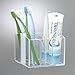 mDesign AFFIXX, Peel-and-Stick Adhesive Vanity Cosmetic Organizer for Hair Care, Jewelry, Bath, Q-Tip Holder, Makeup - 3 Compartment, Clear