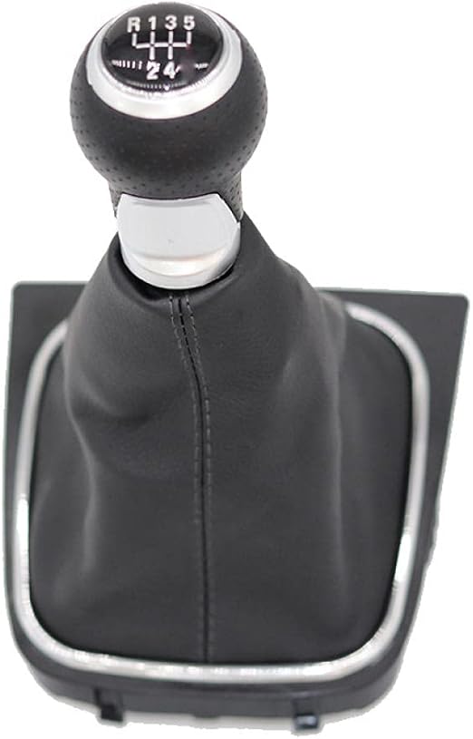 DFBBFQ Chrome & Leather Car Gear Shift Knob Lever Gaitor Boot Cover,For