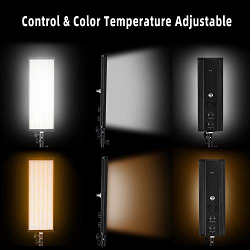 Bi-Color LED Video Light with Tripod Stand 240 SMD CRI 96+ 3200K-6000K Dimmable LED Soft Lamp Metal Shell Lighting Kit for Studio, YouTube, Product Photography, Video Shooting (2 Packs) (16inch/40cm)