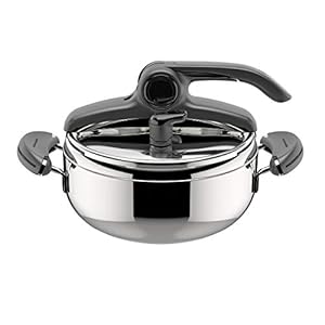 Lagostina Mia Lagoeasy’UP 3,5 l snelkookpan van roestvrij staal 18/10, Ø 22 cm, stoompan voor inductie en gas…