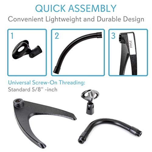 image for Pyle Desktop Microphone Stand - Universal Tabletop Mic Holder w/ Flexi