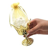 JC HUMMINGBIRD JCHB 12pc Fillable Gold Crown Goblet with Pouch for Party Favor, Candies, Table Decoration, Keepsakes, Baby Shower