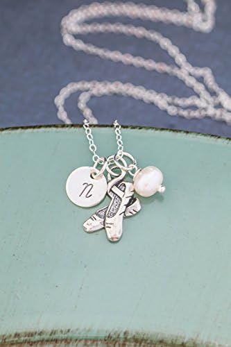 Ballet Shoes Necklace - ROI - Ballerina Gift Girls Dance - 3/8 Inch 9.5mm Sterling Silver - Handstamped Jewelry โ Personalized Initial