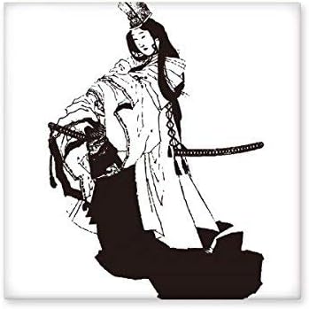 Amazon 日本の伝統的文化黒着物女性 サムライ剣ライン スケッチ アート 和風 イラスト セラミック ビスクタイル デコレーション バスルーム 装飾 キッチン セラミックタイル 壁タイル M Sharef2510 M タイル