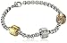 Ladies Stainless Steel Tricolor Charm Bracelet with Crystals with 18kt Gold Plating, 18kt Rose Gold Plating