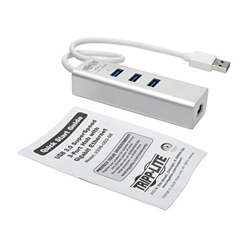 Tripp Lite USB 3.0 SuperSpeed to Gigabit Ethernet NIC Network Adapter with 3 Port USB 3.0 Hub (U336-U03-GB)