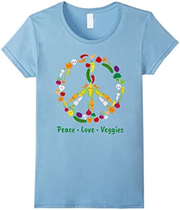 Womens Cute Kawaii Vegetable Veggie Peace Sign | Vegan T Shirt Small Baby Blue