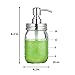 Bonris 16oz Clear Glass Jar Soap Dispenser with Stainless Steel Pump Classic Decor for Bathroom Kitchen Farmhouse Decor Great for Essential Oils, Lotions, Liquid Soaps