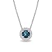 Sterling Silver Genuine or Simulated Gemstone & White Topaz Round Halo Slide Necklace