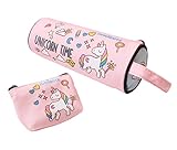 Cute Unicorn Time Pencil Case and Coin Purse, Rainbow Unicorn Pen Bag Stationary Pouch, Super Funny 3D Printing Cosmetic Make Up Bags for Girls & Women