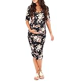 Women's Maternity Ruched Dress, Black (Small)